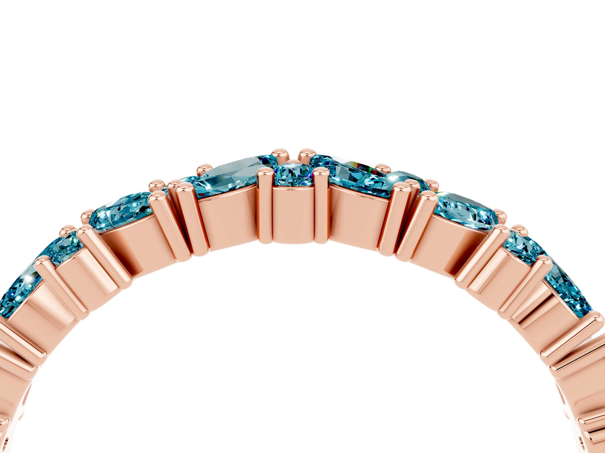 Marquise and Round Blue Topaz Vine Eternity Band in Rose gold with Prong Setting_4