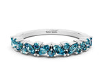 Marquise and Round Blue Topaz Vine Eternity Band in White gold with Prong Setting