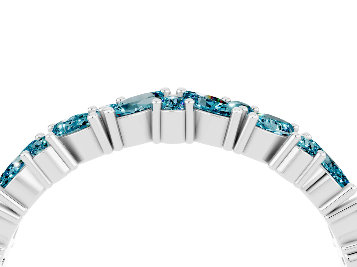 Marquise and Round Blue Topaz Vine Eternity Band in White gold with Prong Setting_4