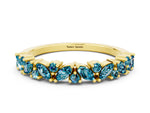 Marquise and Round Blue Topaz Vine Eternity Band in Yellow gold with Prong Setting