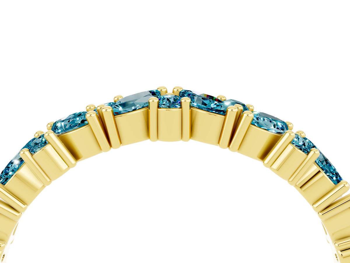 Marquise and Round Blue Topaz Vine Eternity Band in Yellow gold with Prong Setting_4