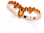 Marquise and Round Citrine Chevron Band in Rose gold with Prong Setting_1