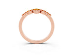 Marquise and Round Citrine Chevron Band in Rose gold with Prong Setting_3