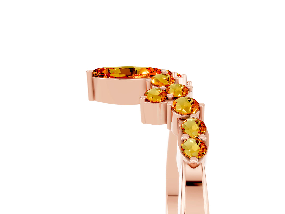 Marquise and Round Citrine Chevron Band in Rose gold with Prong Setting_5