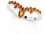Marquise and Round Citrine Chevron Band in Silver with Prong Setting_1