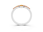 Marquise and Round Citrine Chevron Band in White gold with Prong Setting_3