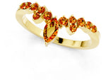 Marquise and Round Citrine Chevron Band in Yellow gold with Prong Setting_1