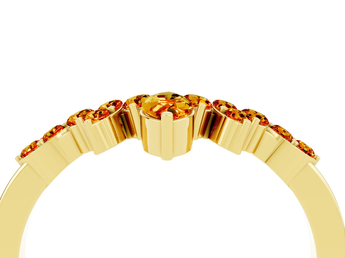 Marquise and Round Citrine Chevron Band in Yellow gold with Prong Setting_4