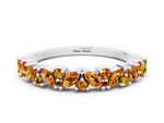 Marquise and Round Citrine Vine Eternity Band in Platinum with Prong Setting