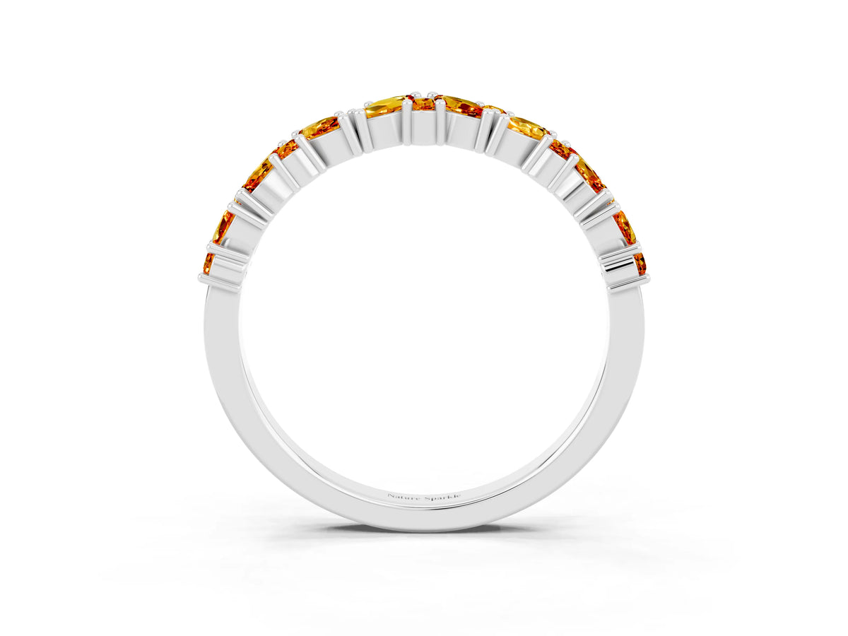 Marquise and Round Citrine Vine Eternity Band in Platinum with Prong Setting_3