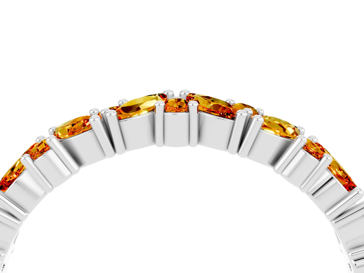 Marquise and Round Citrine Vine Eternity Band in Silver with Prong Setting_4