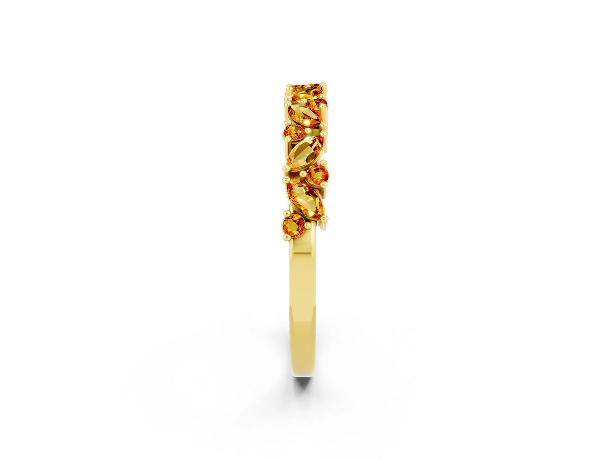 Marquise and Round Citrine Vine Eternity Band in Yellow gold with Prong Setting_2