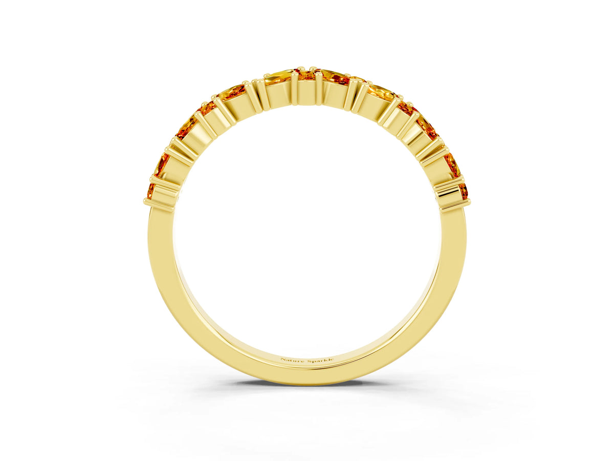 Marquise and Round Citrine Vine Eternity Band in Yellow gold with Prong Setting_3