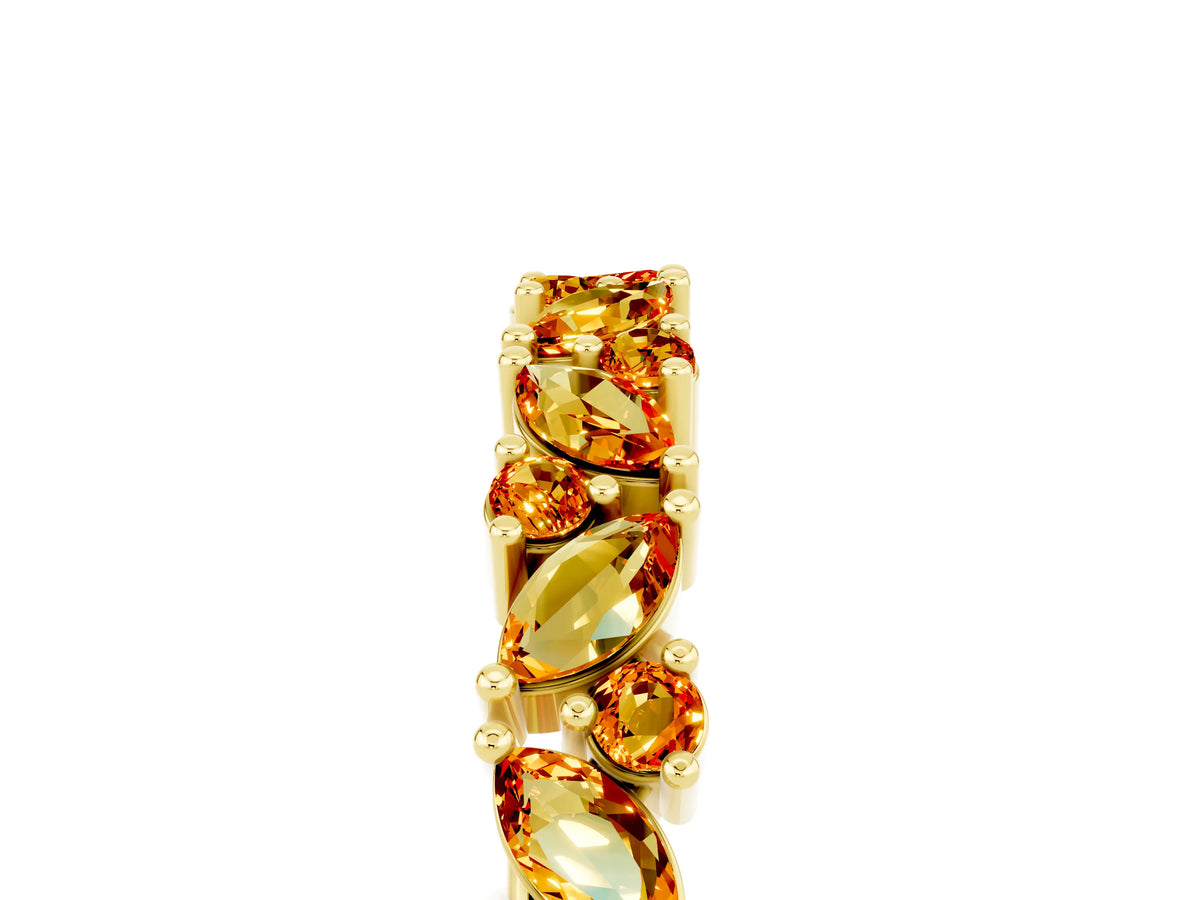 Marquise and Round Citrine Vine Eternity Band in Yellow gold with Prong Setting_5