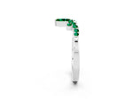 Marquise and Round Emerald Chevron Band in Platinum with Prong Setting_2