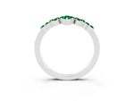 Marquise and Round Emerald Chevron Band in Platinum with Prong Setting_3