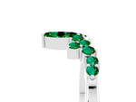 Marquise and Round Emerald Chevron Band in Platinum with Prong Setting_5