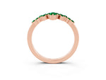 Marquise and Round Emerald Chevron Band in Rose gold with Prong Setting_3