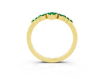 Marquise and Round Emerald Chevron Band in Yellow gold with Prong Setting_3