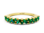 Marquise and Round Emerald Vine Eternity Band in Yellow gold with Prong Setting