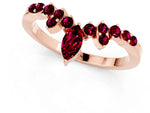 Marquise and Round Garnet Chevron Band in Rose gold with Prong Setting_1