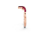 Marquise and Round Garnet Chevron Band in Rose gold with Prong Setting_2