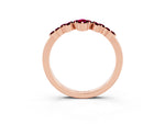 Marquise and Round Garnet Chevron Band in Rose gold with Prong Setting_3