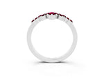 Marquise and Round Garnet Chevron Band in White gold with Prong Setting_3