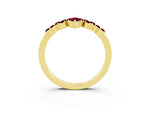 Marquise and Round Garnet Chevron Band in Yellow gold with Prong Setting_3