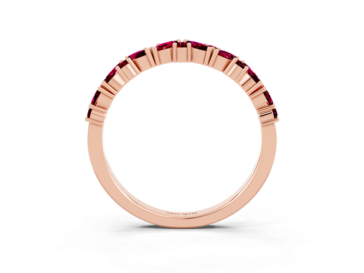 Marquise and Round Garnet Vine Eternity Band in Rose gold with Prong Setting_3