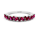 Marquise and Round Garnet Vine Eternity Band in White gold with Prong Setting