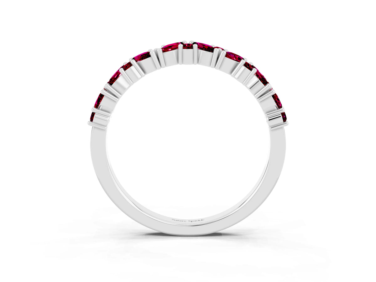 Marquise and Round Garnet Vine Eternity Band in White gold with Prong Setting_3