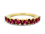 Marquise and Round Garnet Vine Eternity Band in Yellow gold with Prong Setting