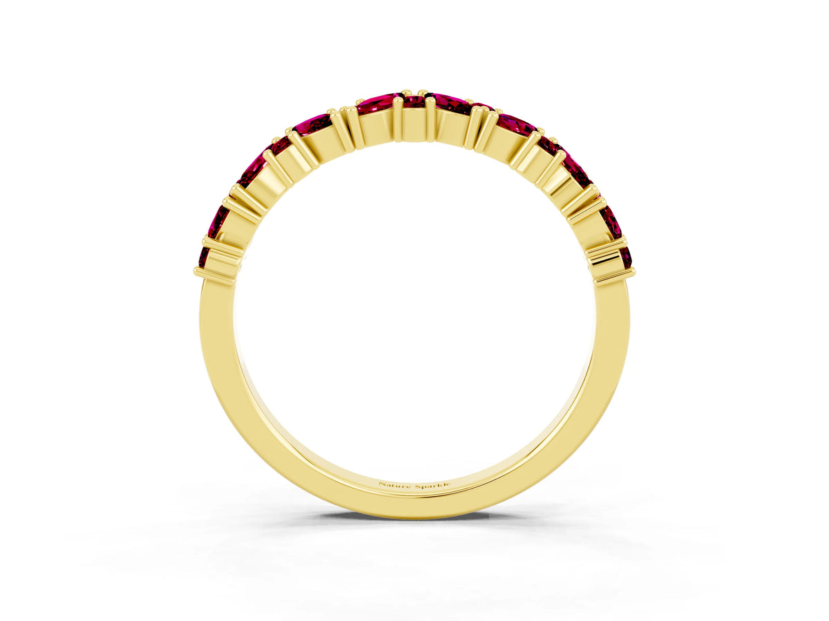 Marquise and Round Garnet Vine Eternity Band in Yellow gold with Prong Setting_3