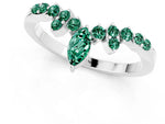 Marquise and Round Green Sapphire Chevron Band in Silver with Prong Setting_1