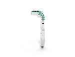Marquise and Round Green Sapphire Chevron Band in White gold with Prong Setting_2