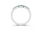 Marquise and Round Green Sapphire Chevron Band in White gold with Prong Setting_3
