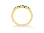 Marquise and Round Green Sapphire Chevron Band in Yellow gold with Prong Setting_3
