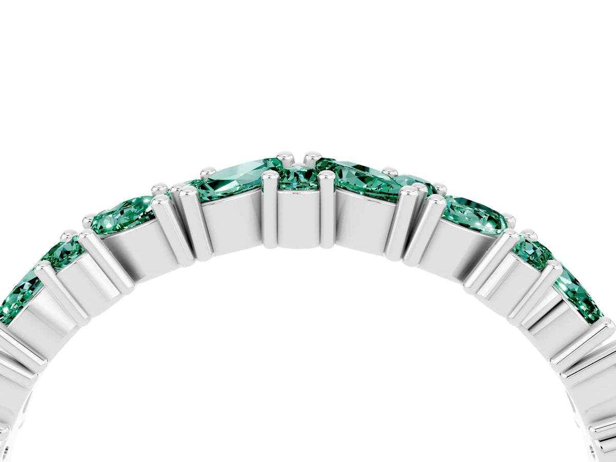 Marquise and Round Green Sapphire Vine Eternity Band in Platinum with Prong Setting_4