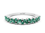 Marquise and Round Green Sapphire Vine Eternity Band in Silver with Prong Setting