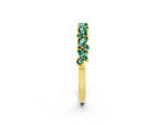 Marquise and Round Green Sapphire Vine Eternity Band in Yellow gold with Prong Setting_2