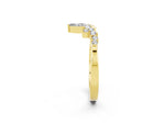 Marquise and Round Moissanite Chevron Band in Yellow gold with Prong Setting_2