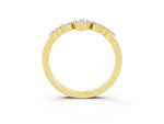 Marquise and Round Moissanite Chevron Band in Yellow gold with Prong Setting_3