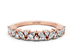 Marquise and Round Moissanite Vine Eternity Band in Rose gold with Prong Setting