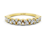 Marquise and Round Moissanite Vine Eternity Band in Yellow gold with Prong Setting