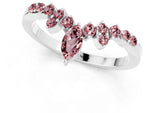 Marquise and Round Morganite Chevron Band in White gold with Prong Setting_1