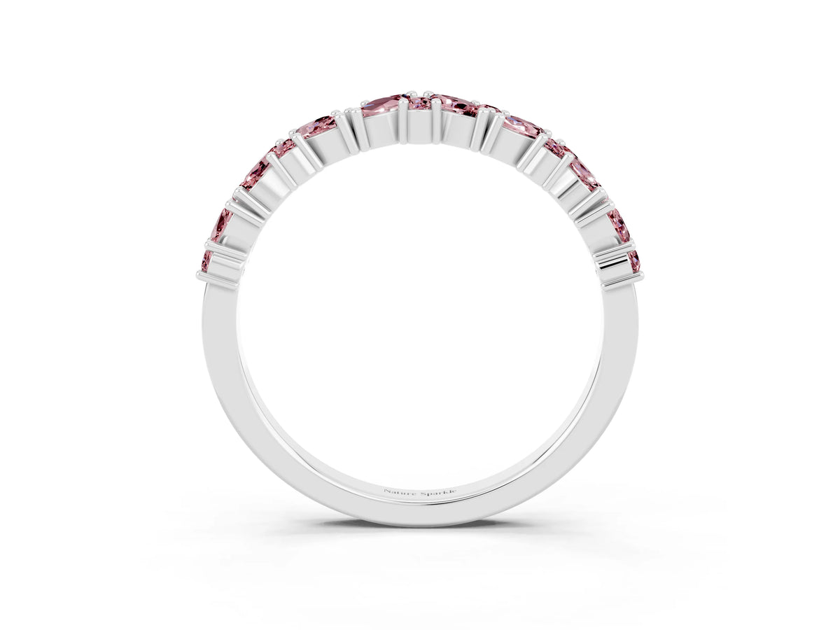 Marquise and Round Morganite Vine Eternity Band in Platinum with Prong Setting_3