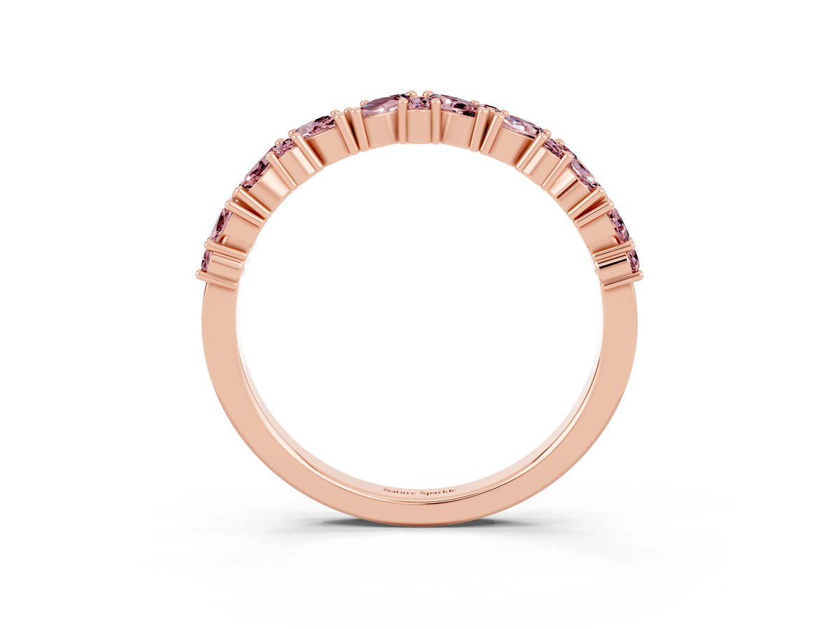 Marquise and Round Morganite Vine Eternity Band in Rose gold with Prong Setting_3
