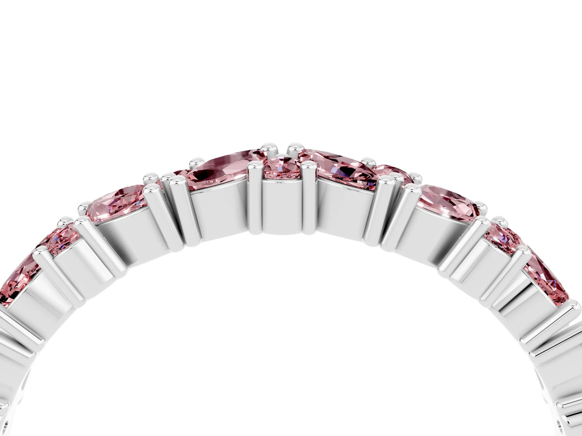 Marquise and Round Morganite Vine Eternity Band in White gold with Prong Setting_4