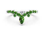 Marquise and Round Peridot Chevron Band in Silver with Prong Setting